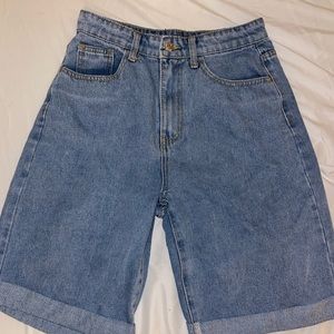 Light wash denim shorts